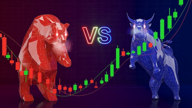 The battle of a bear market or a bull marketbusiness finance and investmentbear and bull