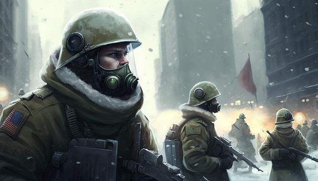 Battle in the Frozen Wasteland AI Generated Warfare Brings Soldiers Face to Face with the Enemy