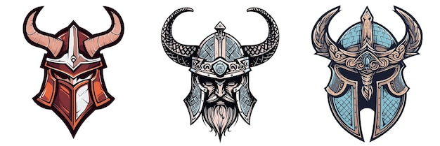 Battle Helmet Warrior Viking Logo 2D