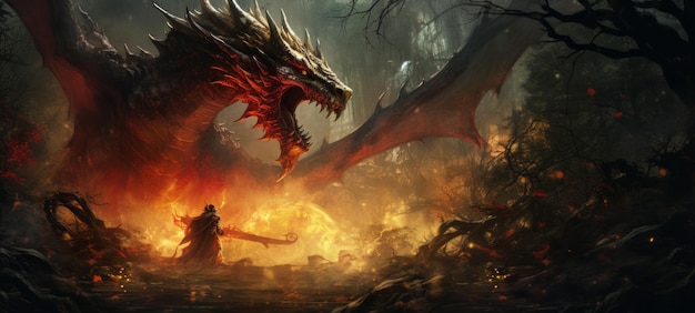 The Battle of Immortal Rivals Undead Gold and Red Dragons Clash in the Sequoia Forest Grave