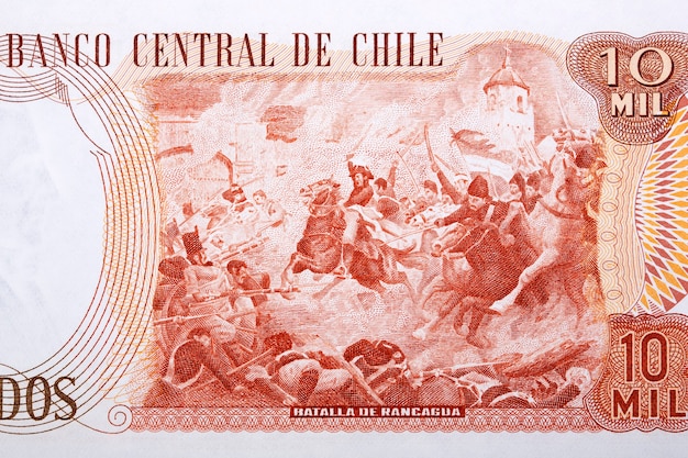 Photo battle of rancagua from old chilean money