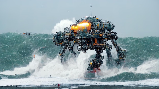 Battle robots emerge from the sea