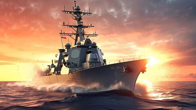 Photo battle ship naval engagement naval warfare warships