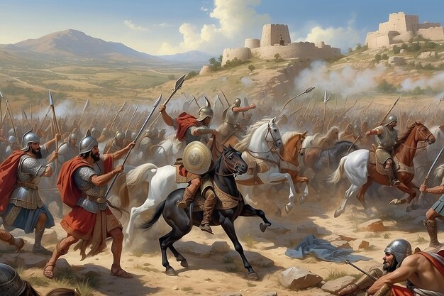 Photo a battle that took place on mount levona in between several hundred seleucids and several hundred hasmoneans