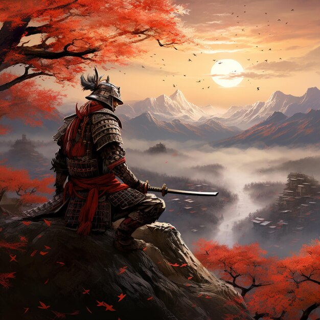 BattleHardened Warriors Meditating in Serene Landscapes