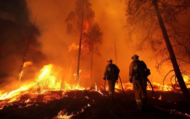 Foto combattere gli incendi per proteggere i vigili del fuoco in azione