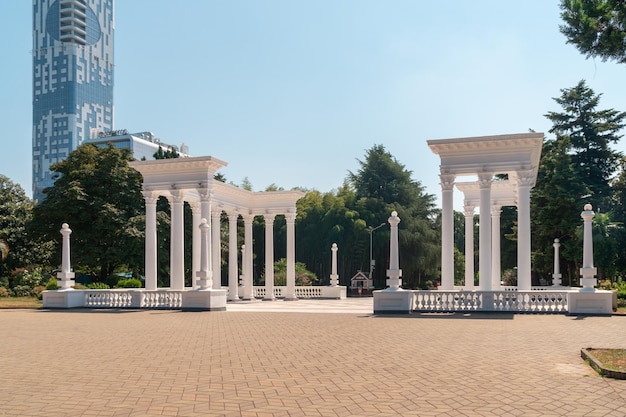 Batumi Georgia 30 August 2022 Batumi Technological University Tower and Colonnade