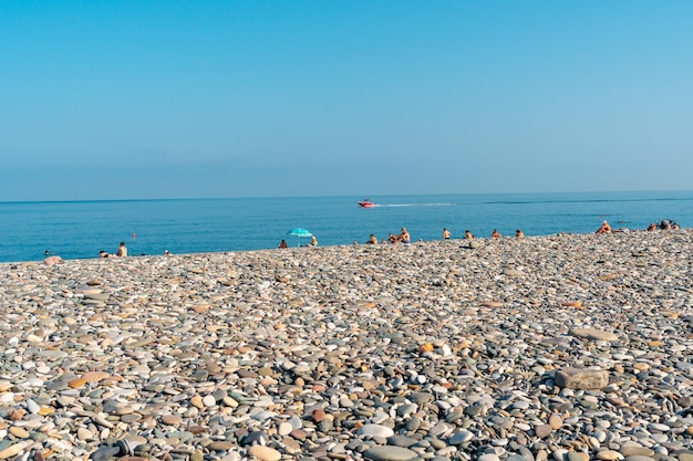 Batumi Georgia 30 August 2022 People relax on the beach in Batumi