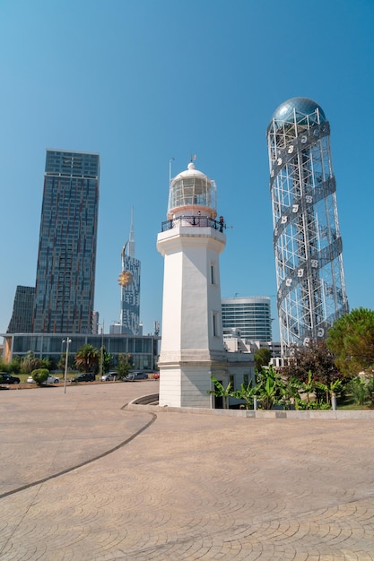 Batumi Georgia 30 August 2022 Tower alphabet in Batumi Travel