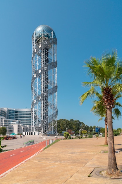 Batumi Georgia 30 August 2022 Tower alphabet in Batumi