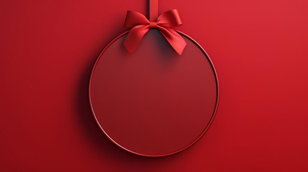 Baubel cadeau en ronde huidige tag op rode achtergrond voor verrassingsfeest of feestevenement