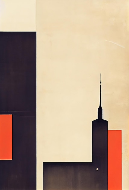 Bauhaus schilderij Art Print in retro kleur Cool Vintage vorm composities achtergrond