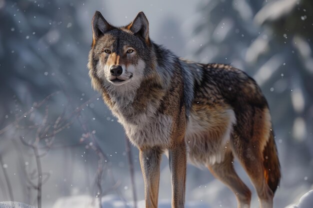 Bavaria european wolf standing in snow wolf wolf