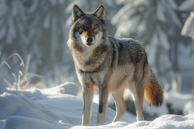 Bavaria european wolf standing in snow wolf wolf