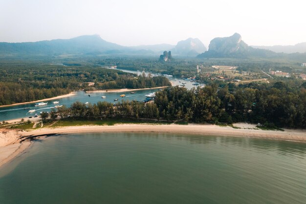 Bay beach and sea in the morning in the tropics