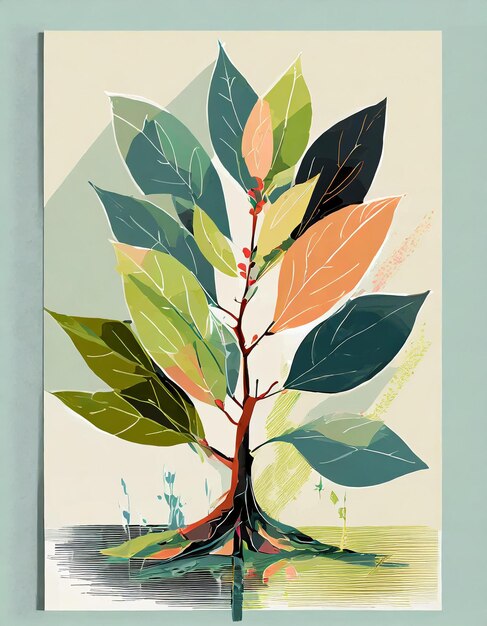 Bay laurel tree illustration