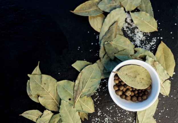 Bay leaves and pepper