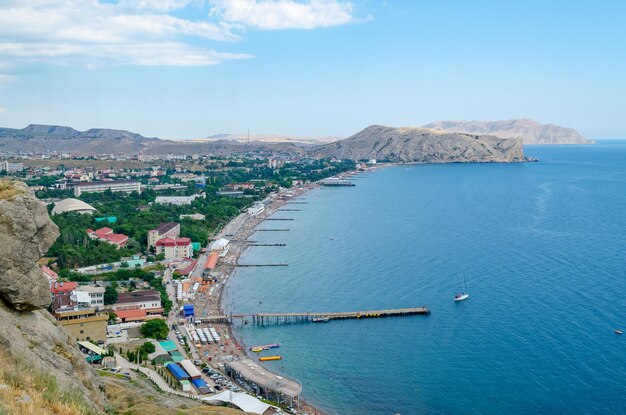 Bay in the mountains with a beach