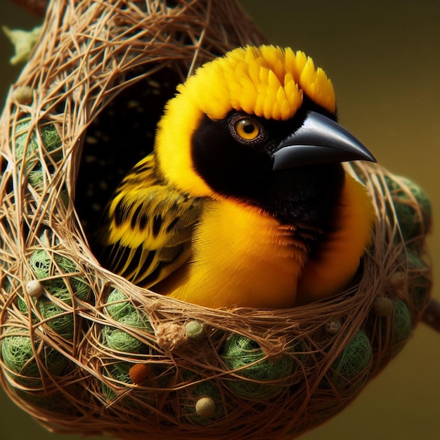 Удивительная индийская ткацкая птица, наиболее известная своими художественными гнездами