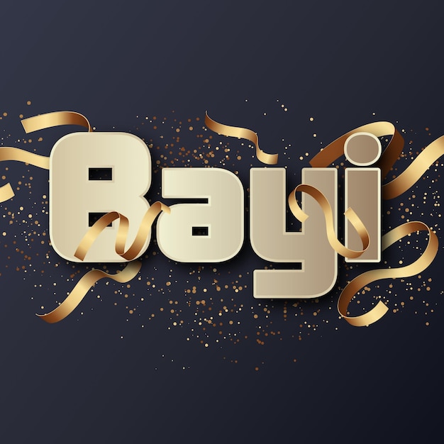 Bayi Text effect Gold JPG attractive background card photo confetti