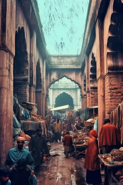 Photo bazaar and the market in red fort