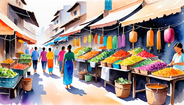 Bazaar watercolor style ai generated