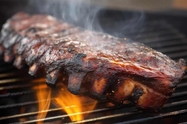 BBG ribs cooked on a flaming grill Ai generative