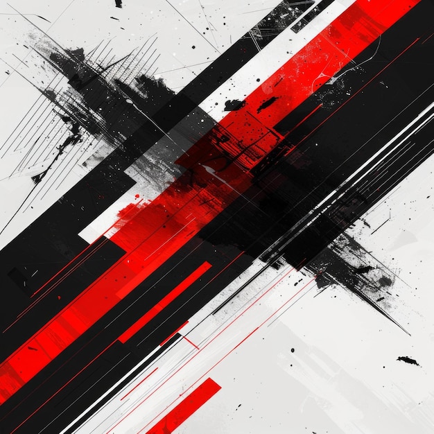 BBlack red and white abstract painting