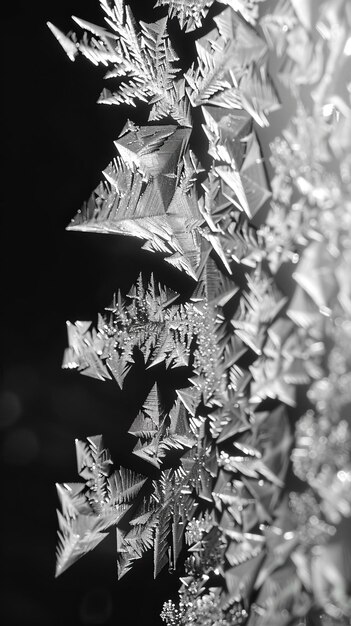 BBlack and white image of frost on a window