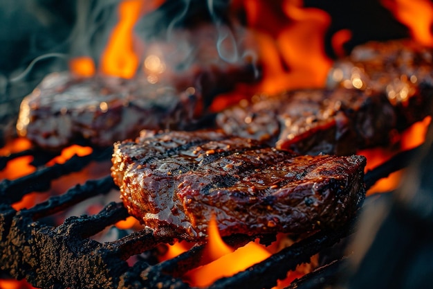 Photo bbq beef on grill