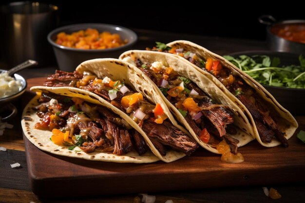 BBQ Brisket Tacos 최고의 BBQ 이미지 사진