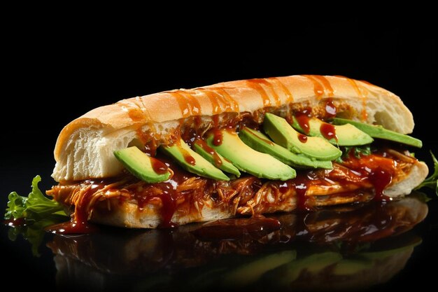 Photo bbq chicken and avocado sandwich