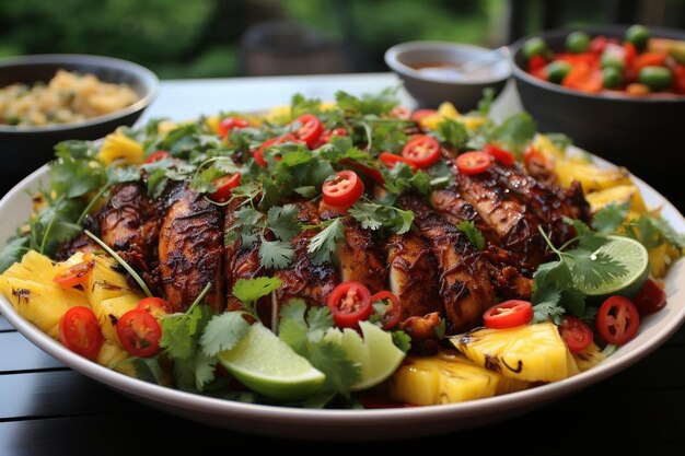 Photo bbq chicken and mango salad