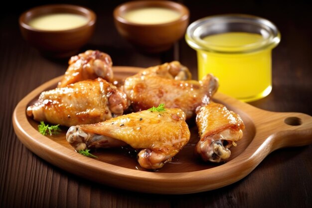 Bbq chicken wings with honey mustard sauce