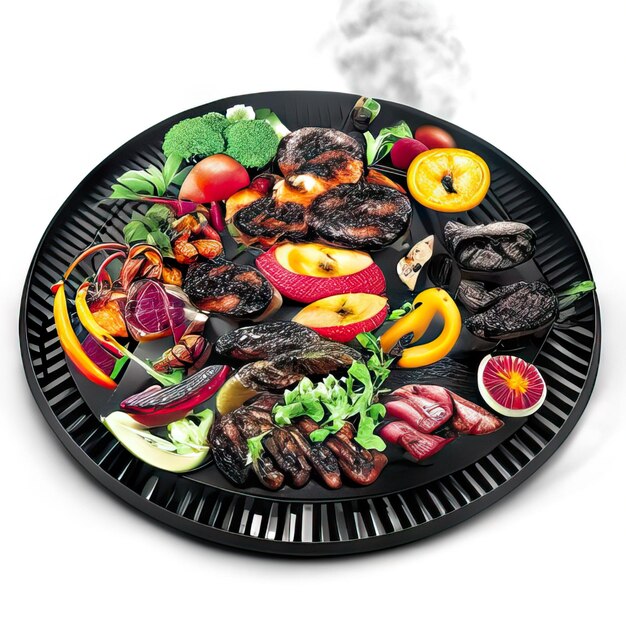 Photo bbq dish with meat and vegetables