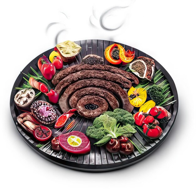 Photo bbq dish with meat and vegetables