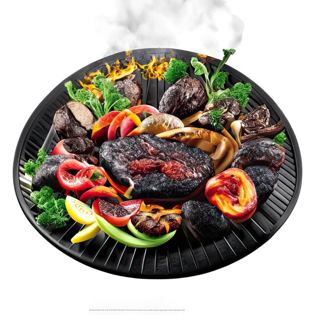 Photo bbq dish with meat and vegetables