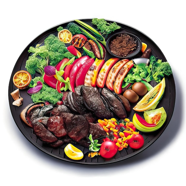 Photo bbq dish with meat and vegetables