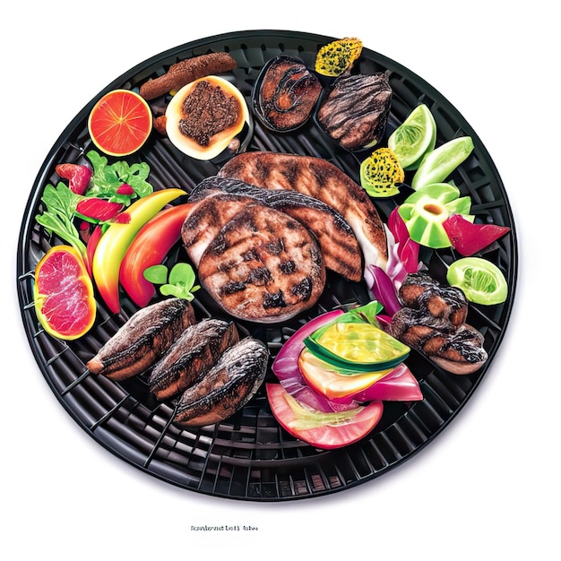 Photo bbq dish with meat and vegetables