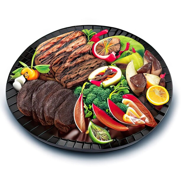 Photo bbq dish with meat and vegetables