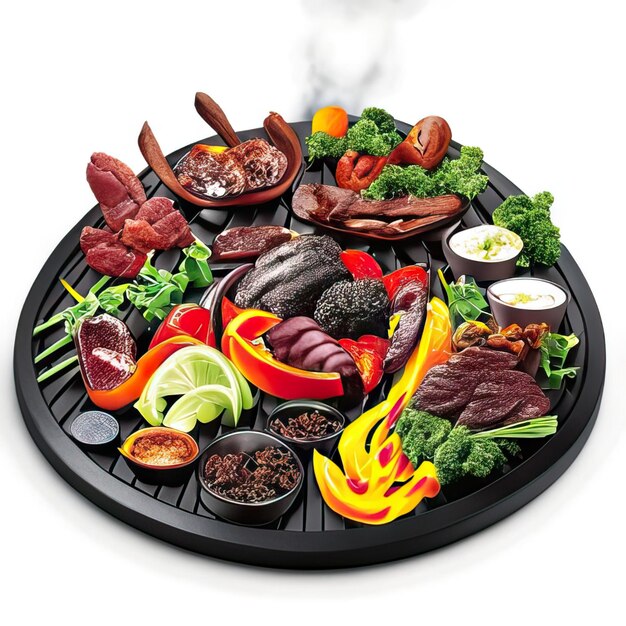 BBQ dish with meat and vegetables