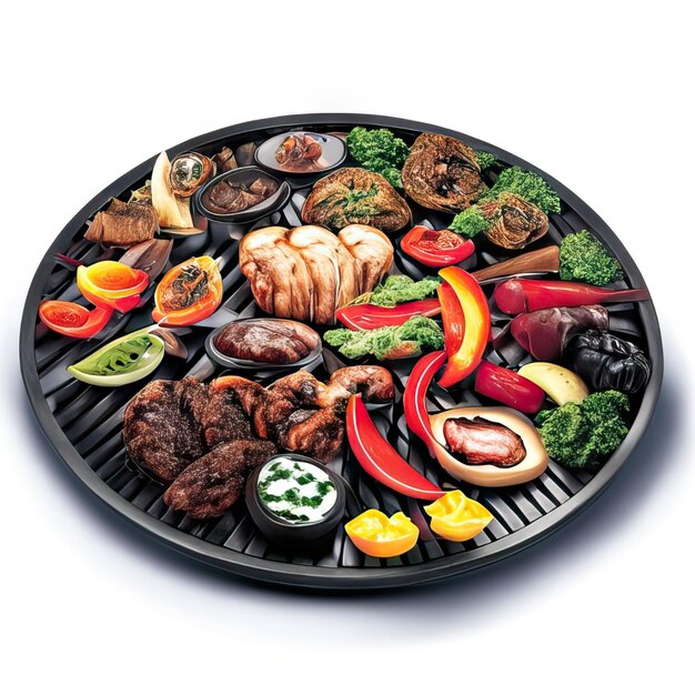 BBQ dish with meat and vegetables