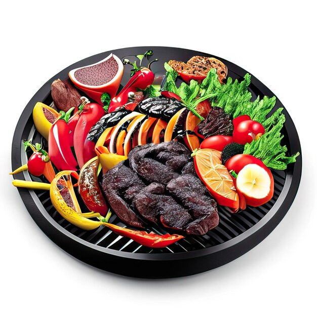 Photo bbq dish with meat and vegetables