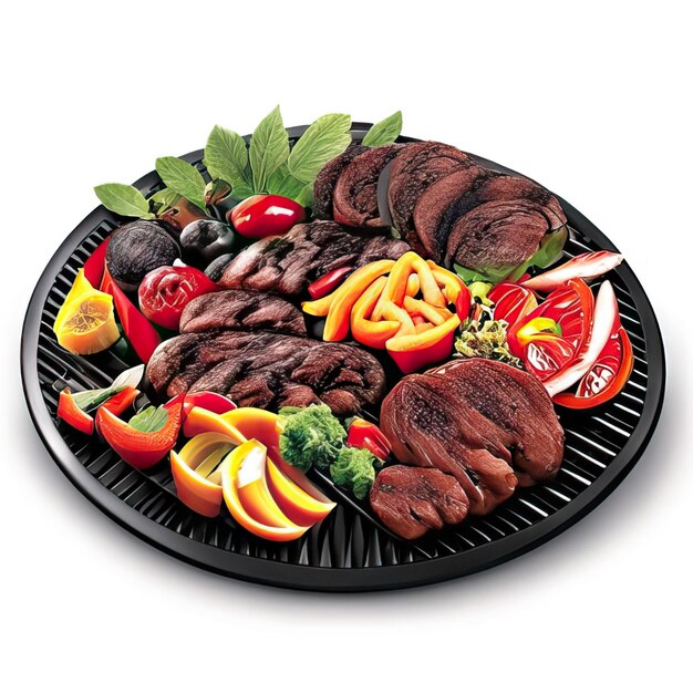 Photo bbq dish with meat and vegetables