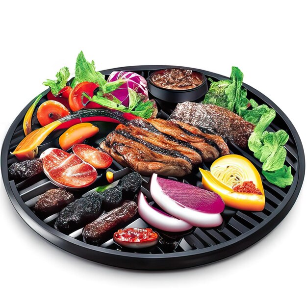 Photo bbq dish with meat and vegetables