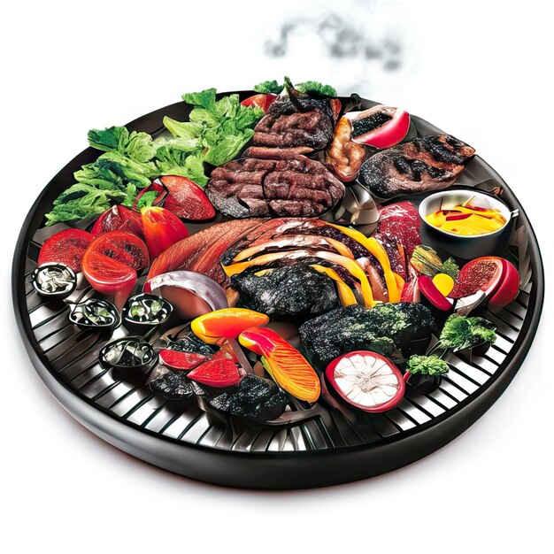 Photo bbq dish with meat and vegetables