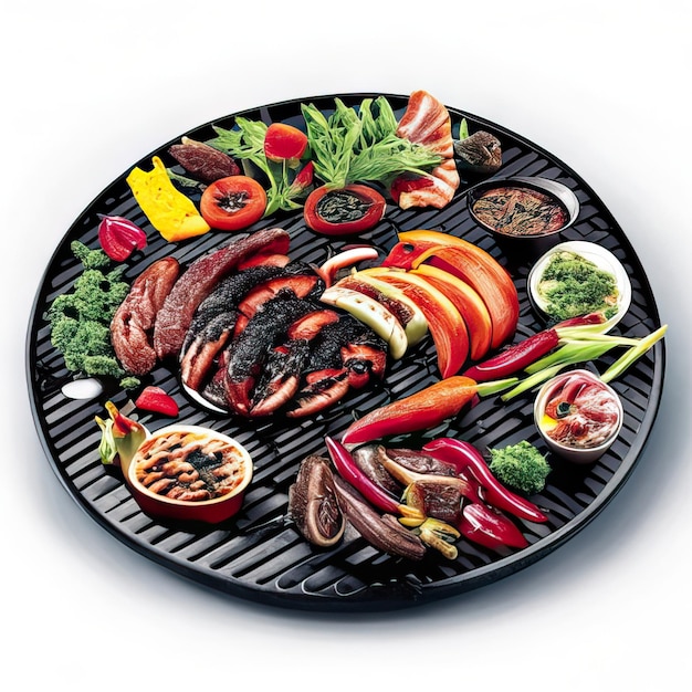 Photo bbq dish with meat and vegetables