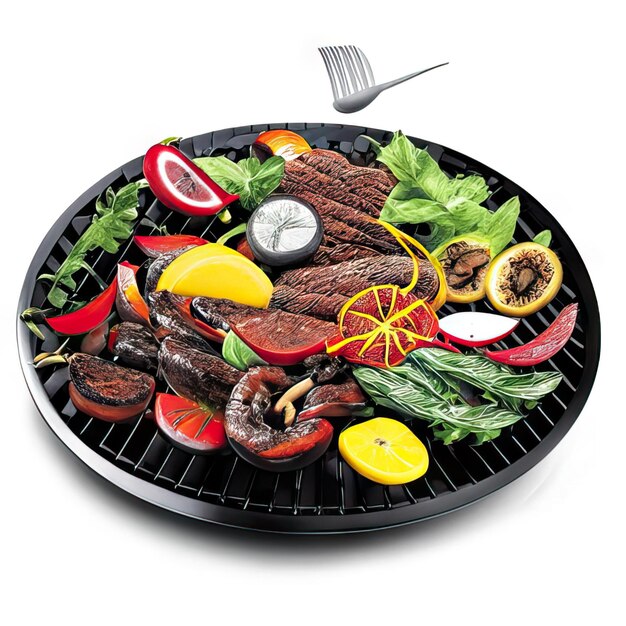 BBQ dish with meat and vegetables