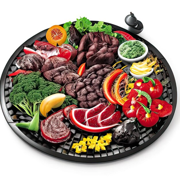 Photo bbq dish with meat and vegetables