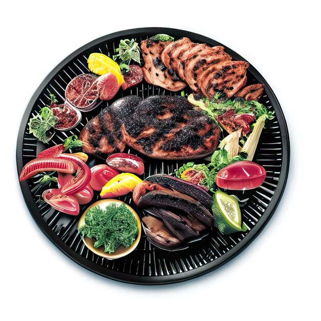 Photo bbq dish with meat and vegetables